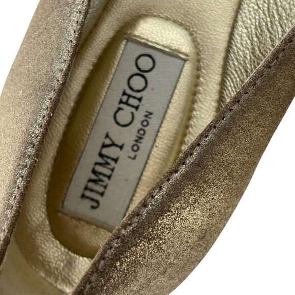 Jimmy Choo Crystal Embellished Cap Toe Ballet Flats Champagne Size 38.5 (8.5) - Picture 7 of 10